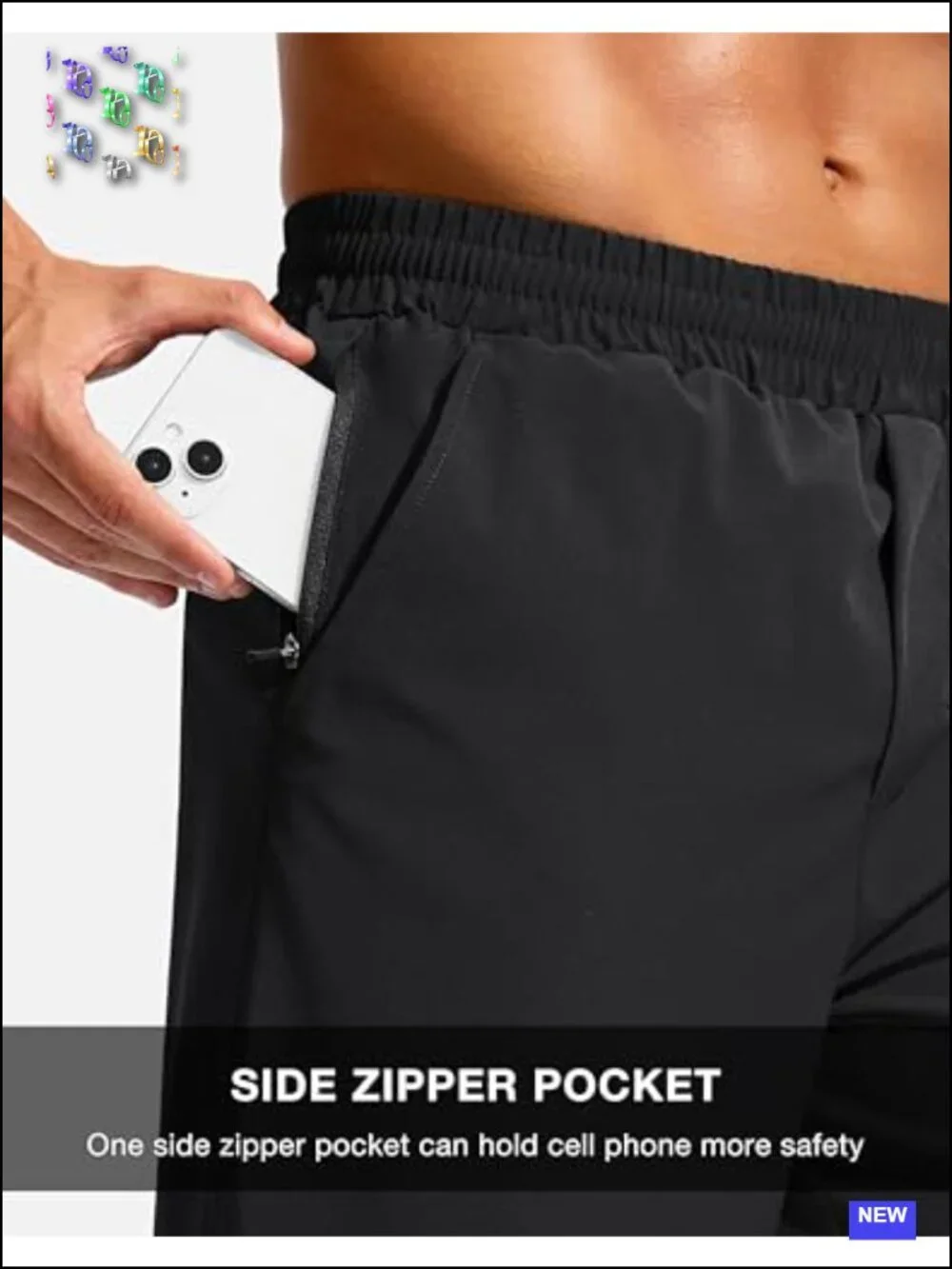 Men's Athletic Workout Shorts with Zipper Pocket Quick Dry Running Gym Shorts